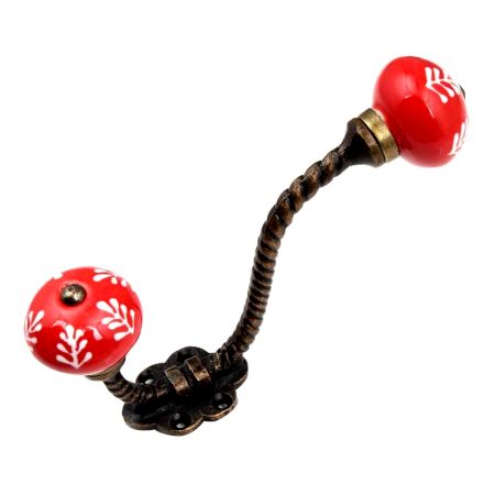 Red White Leaf Antique Rope Iron Hook